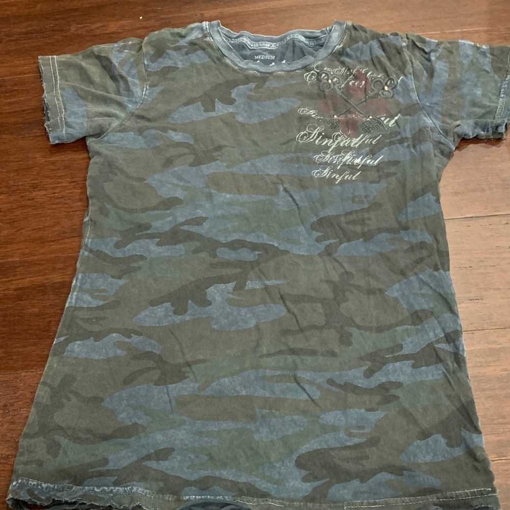 Sinful Green and Gray Camo T-Shirt